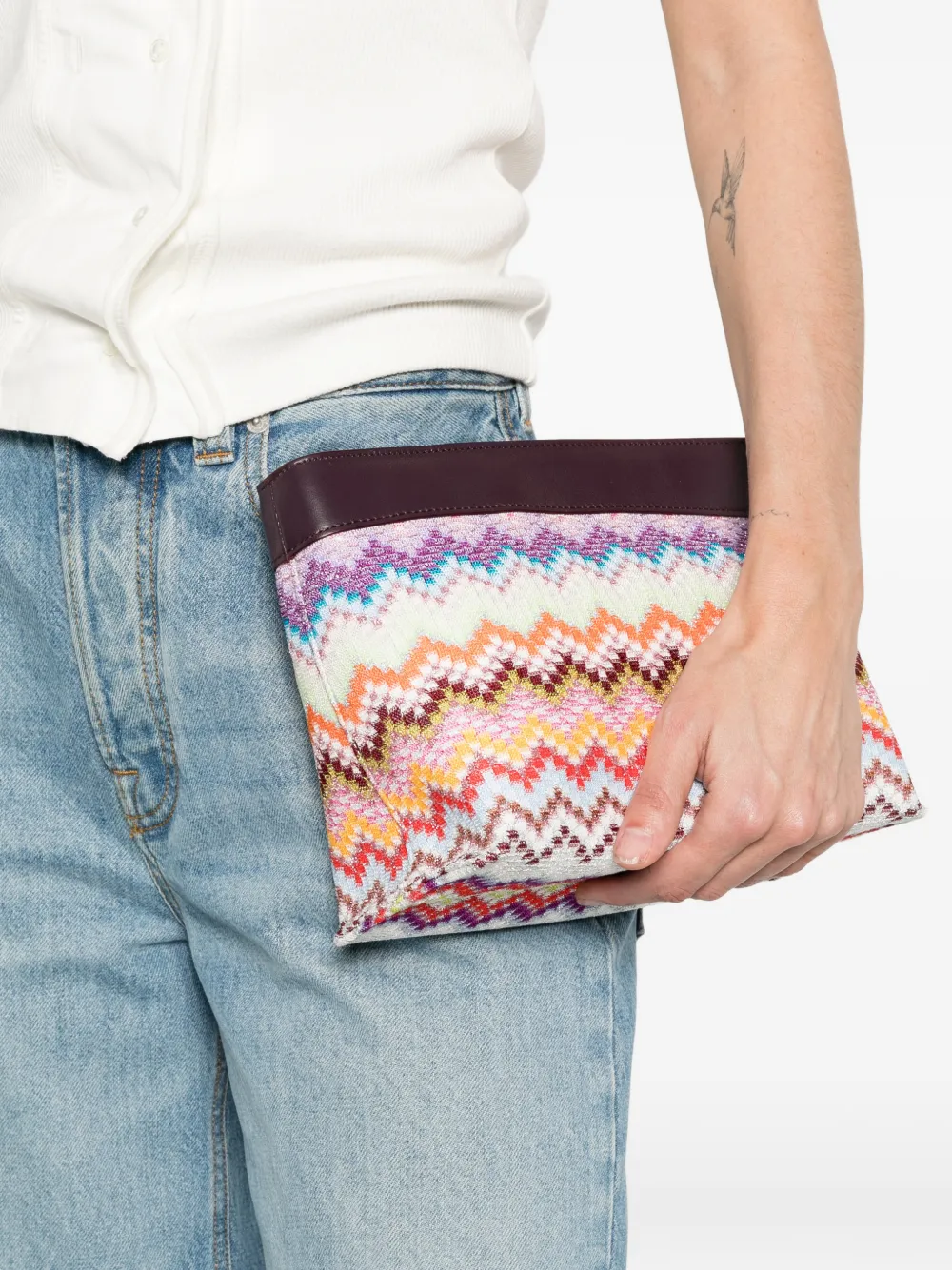  Missoni Large Raschel Zig Zag Clutch Bag - Purple 
