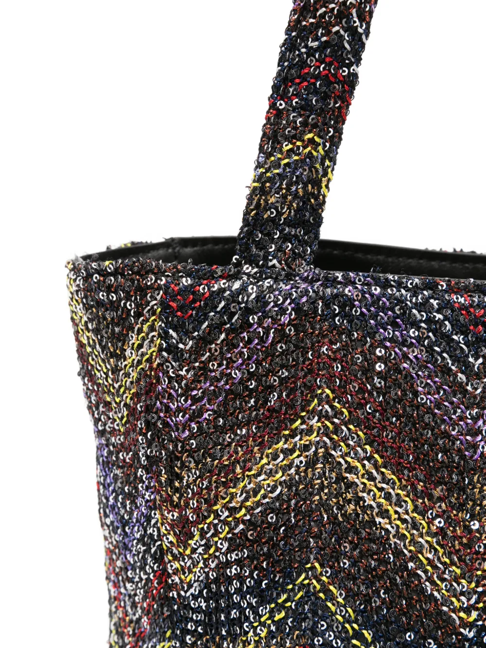 Missoni Caperdoni mini-shopper met pailletten en chevron-streep Zwart