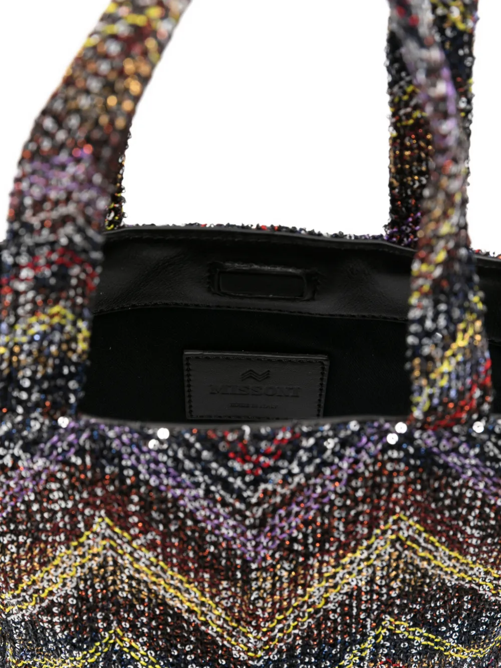 Missoni Caperdoni mini-shopper met pailletten en chevron-streep Zwart