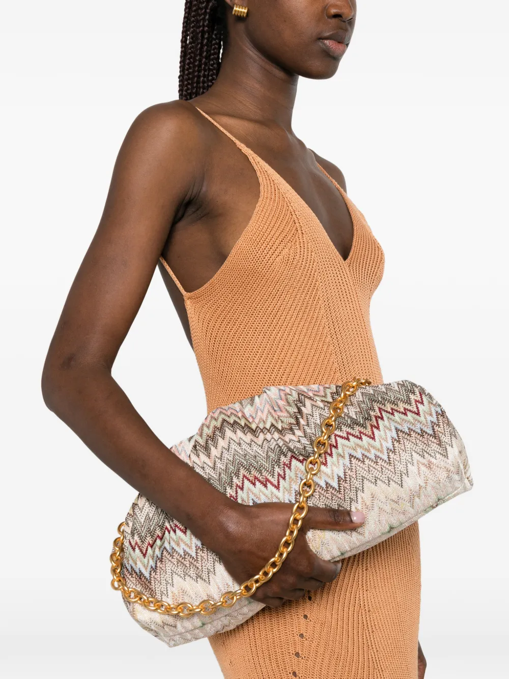 Missoni Raschel clutch met zigzag patroon Beige