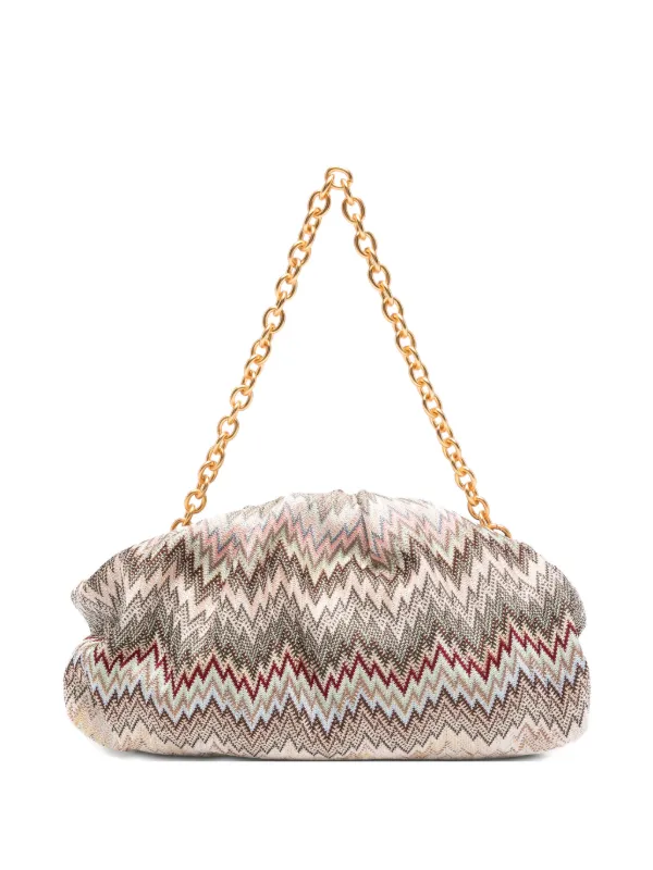 Missoni Raschel Zig-zag Pattern Clutch Bag in Neutrals