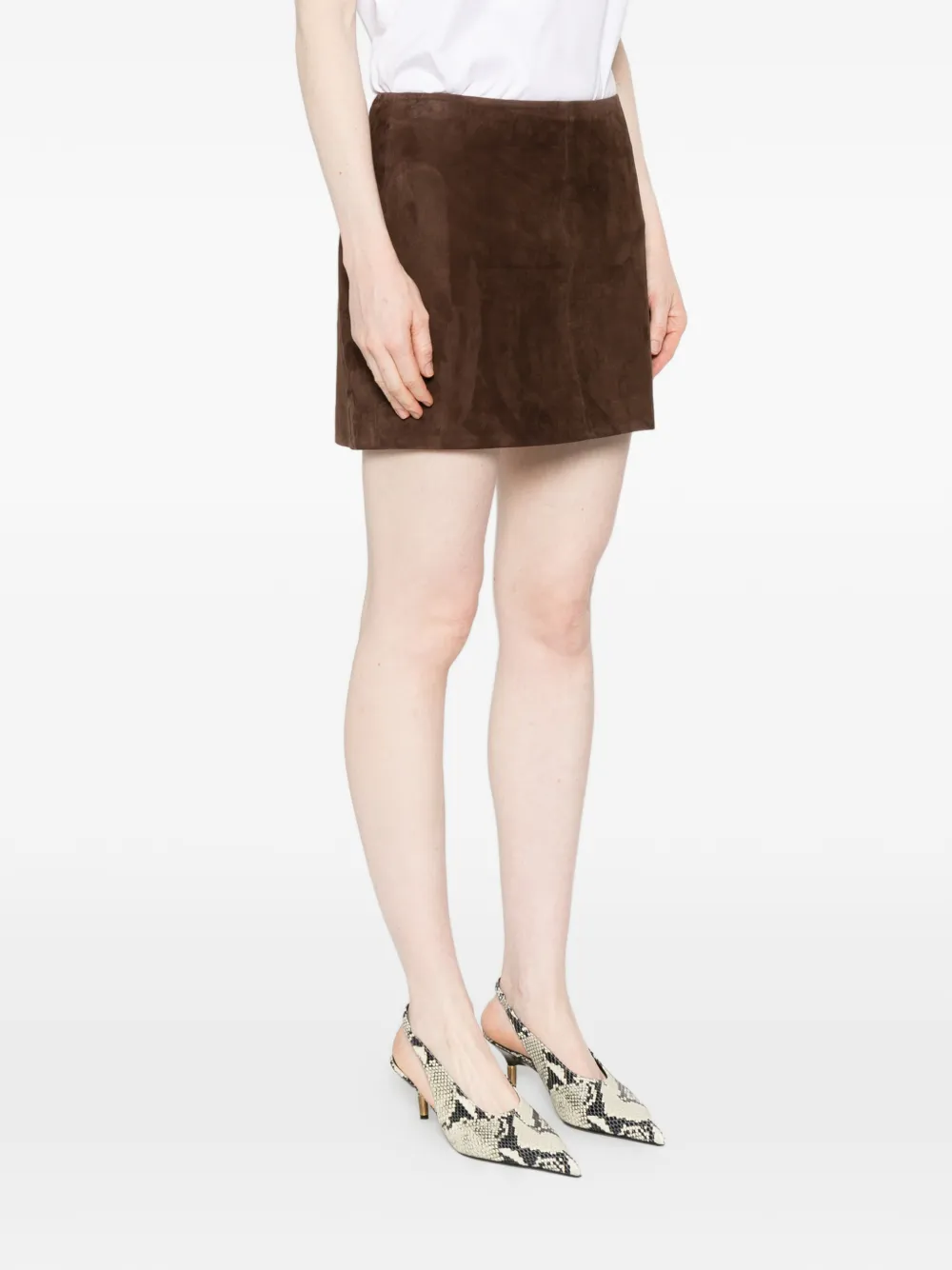  Arma Melody Leather Mini Skirt - Brown 