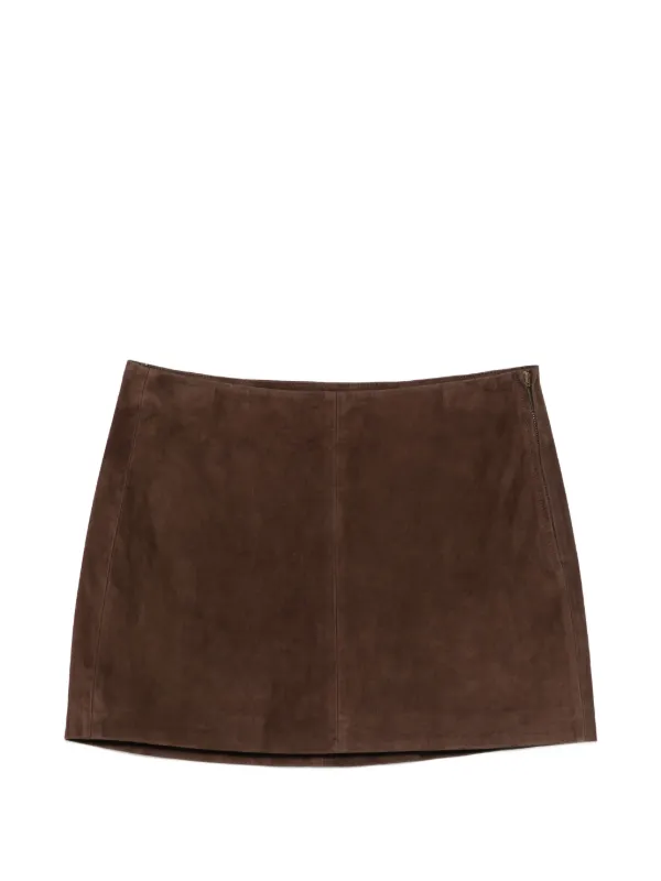 Arma Melody Leather Mini Skirt in Brown