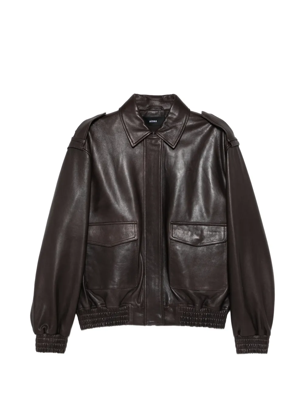 Arma Astra leather bomber jacket - Marrone