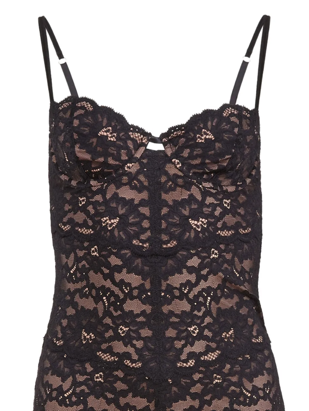 Fleur Du Mal Charlotte lace slip midi dress - Zwart