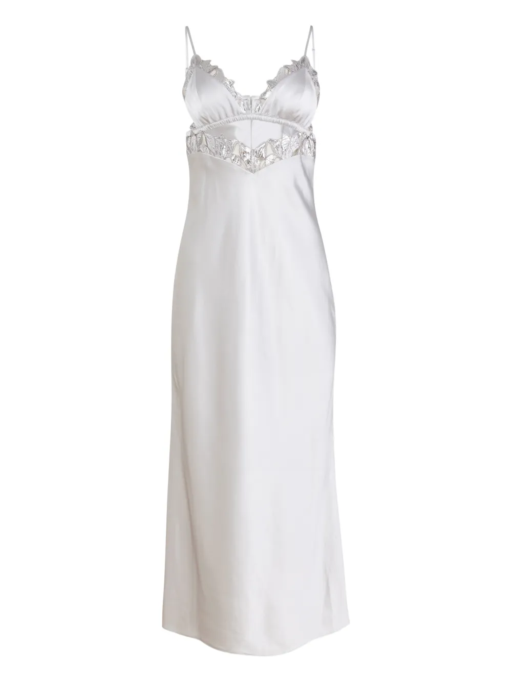 Fleur Du Mal Lily embroidery cut-out slip maxi dress - Grey