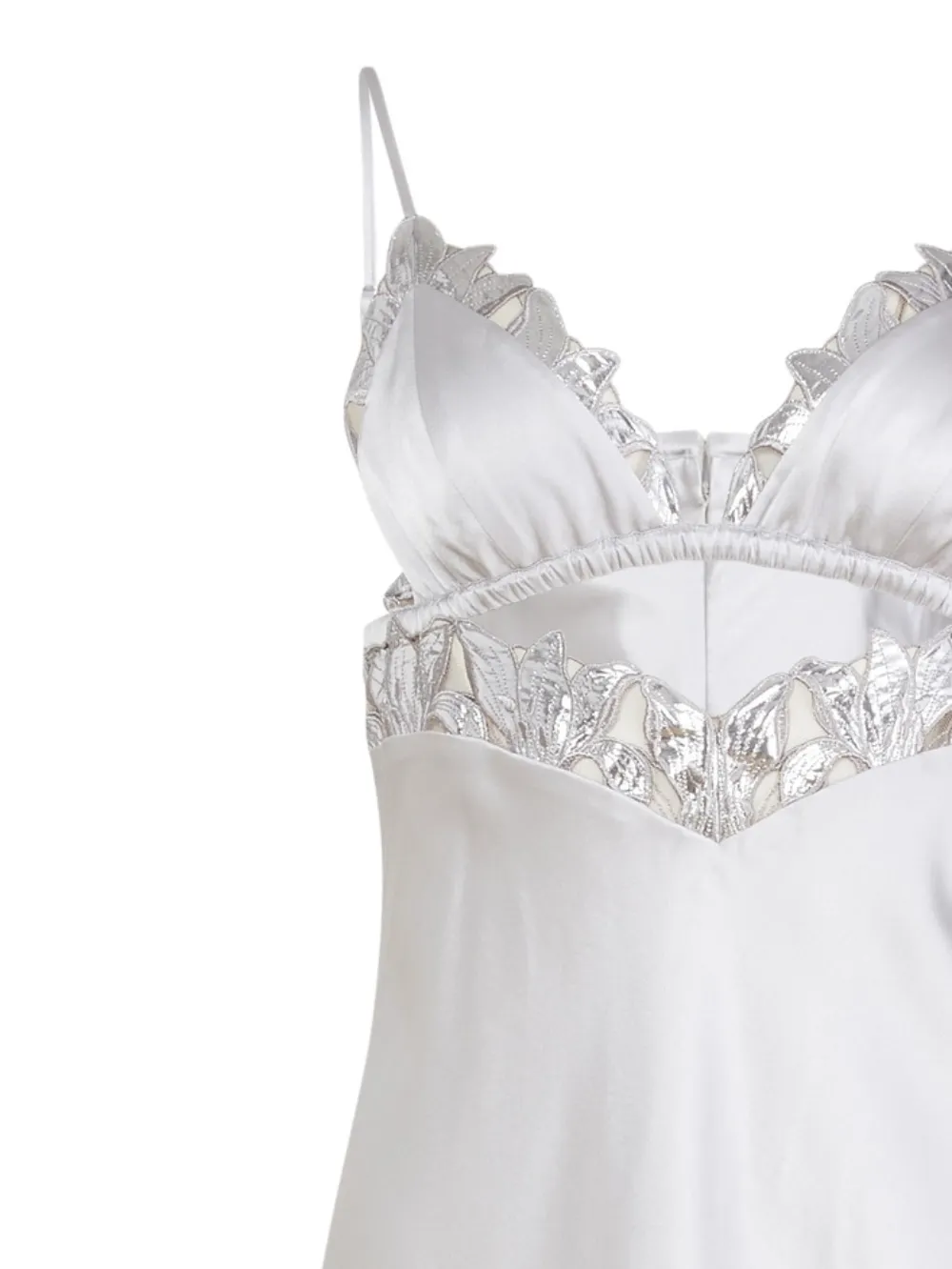 Fleur Du Mal Lily embroidery cut-out slip maxi dress - Grijs