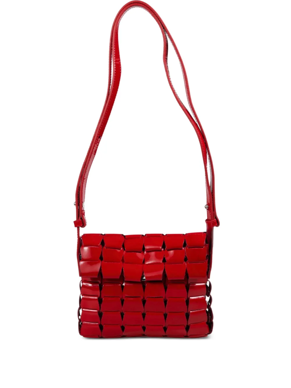Dragon Diffusion Woven Patent Cross Body Bag In Red
