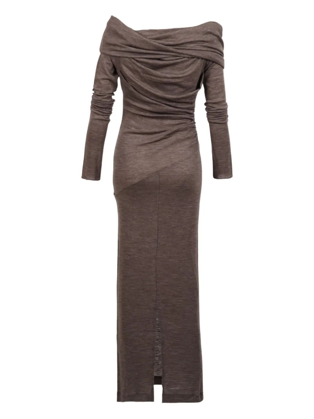  Entire Studios Off-shoulder Draped Wool Maxi Dress - Brown 