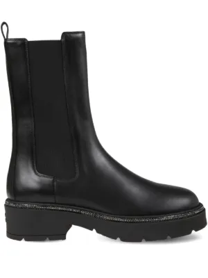 René Caovilla snake-embellished Leather Ankle Boots | Black | FARFETCH