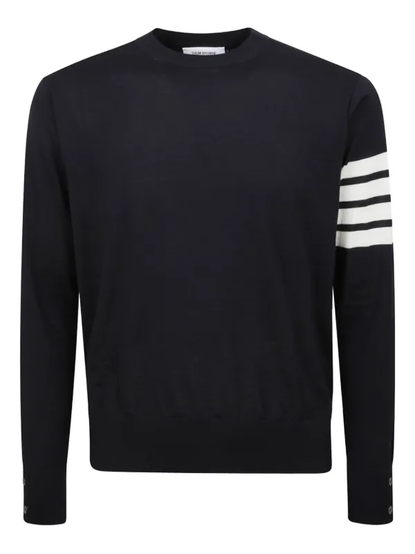 Thom Browne Fine Merino Wool 4-bar Pullover in Blue
