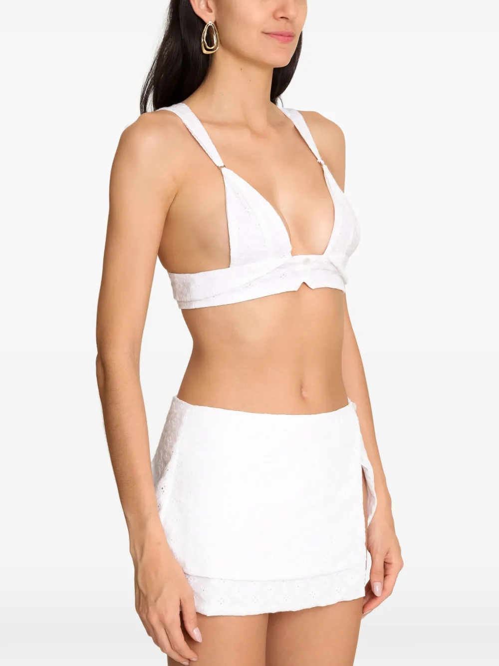 Amir Slama x Jade Picon broderie anglaise mini-rok met uitgesneden details (set van twee) Wit