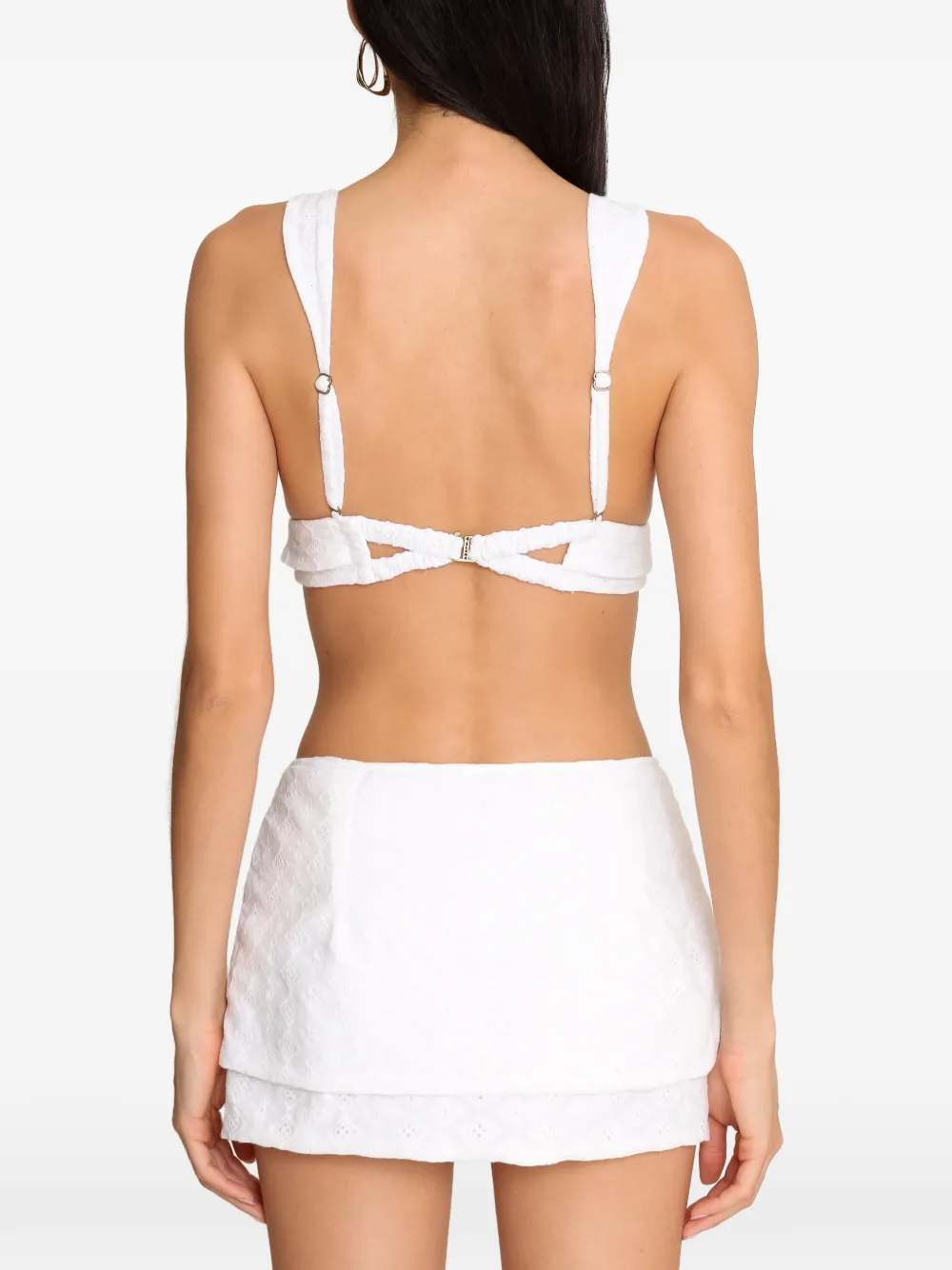 Amir Slama x Jade Picon broderie anglaise mini-rok met uitgesneden details (set van twee) Wit