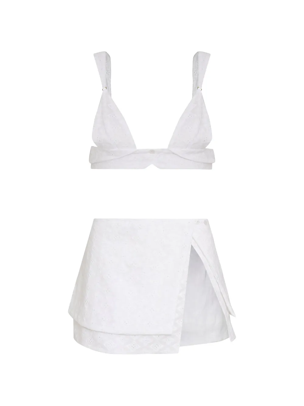 Amir Slama cut-out broderie anglaise mini skirt (set of two) - Bianco