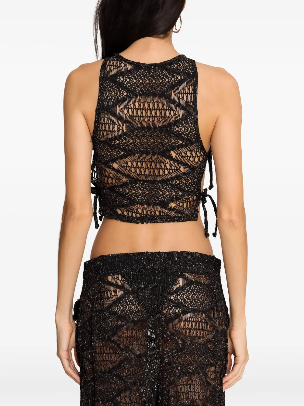 Amir Slama x Jade Picon mouwloze tanktop met strikdetail Zwart