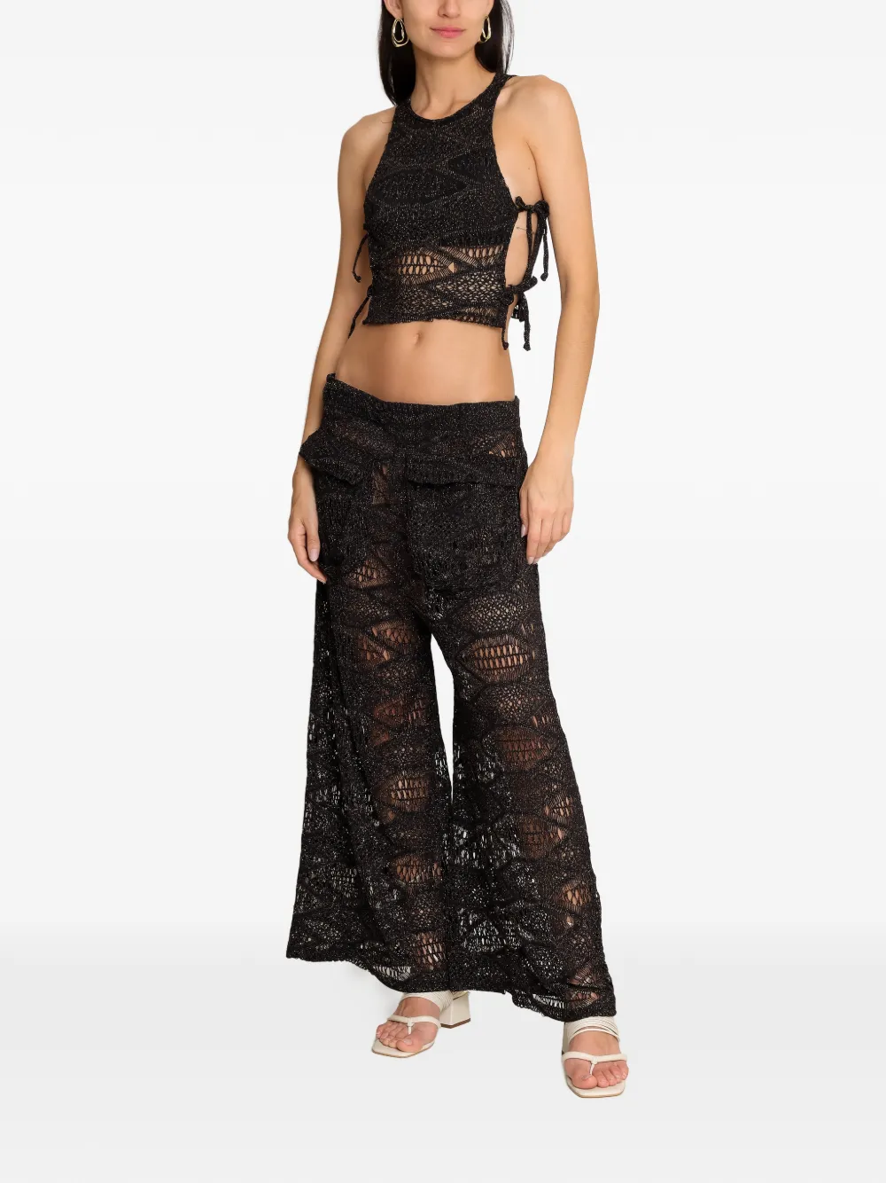 Amir Slama x Jade Picon mouwloze tanktop met strikdetail Zwart