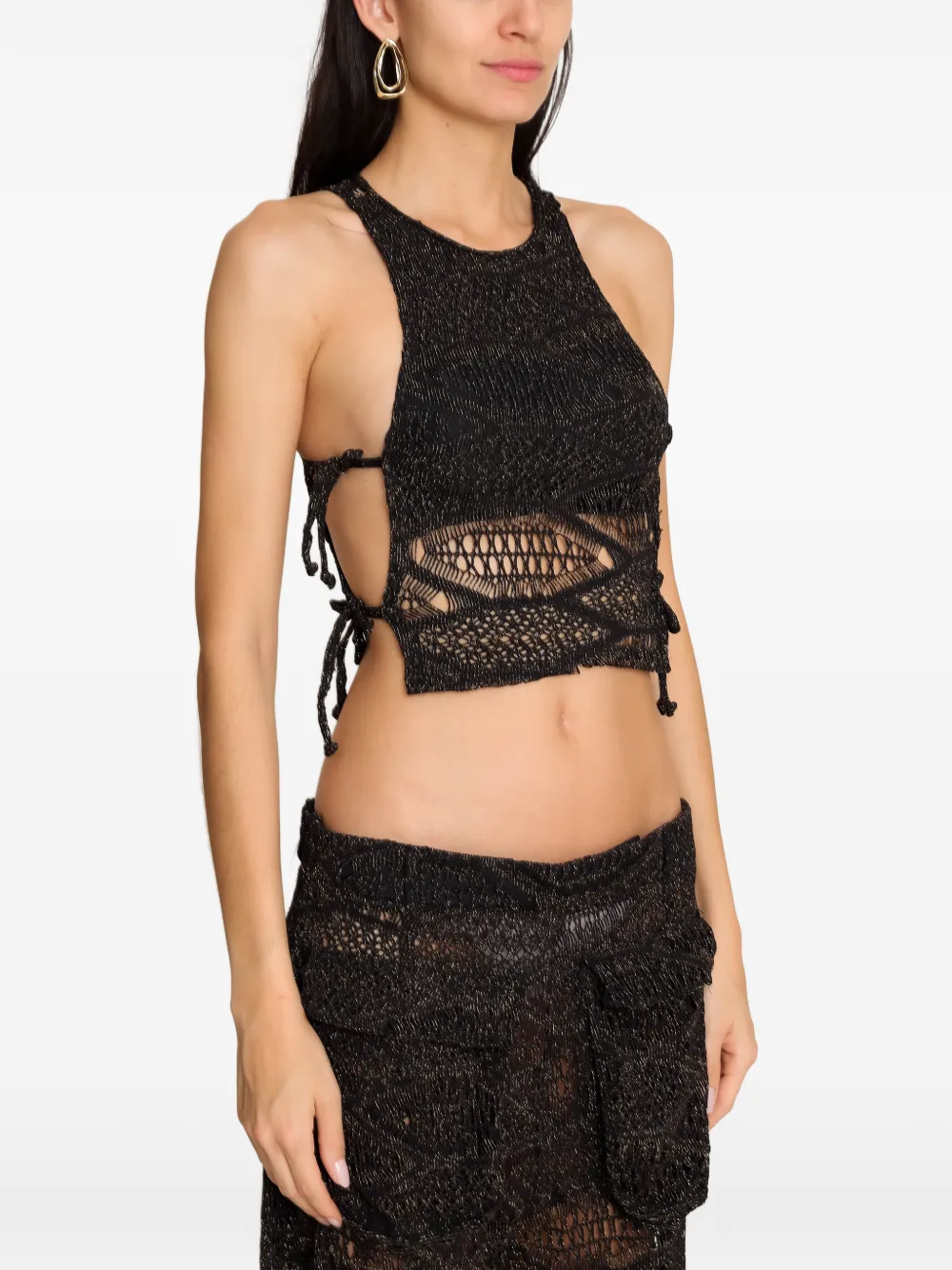 Amir Slama x Jade Picon mouwloze tanktop met strikdetail Zwart