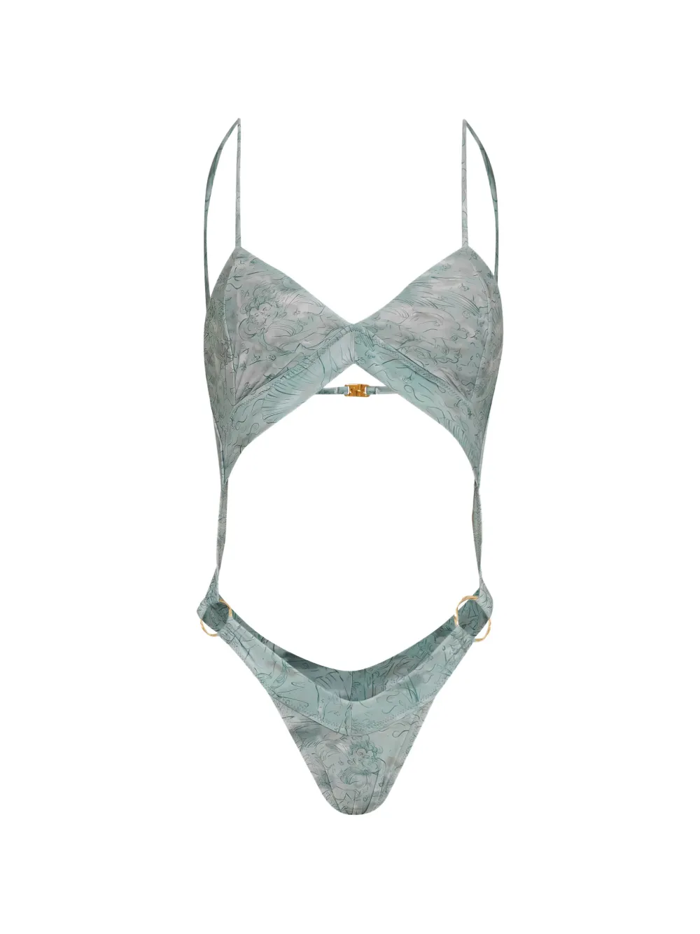 Amir Slama floral cut-out swimsuit - Blu
