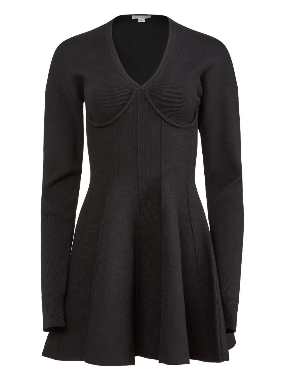 Fleur Du Mal flared corset V-neck mini dress - Nero