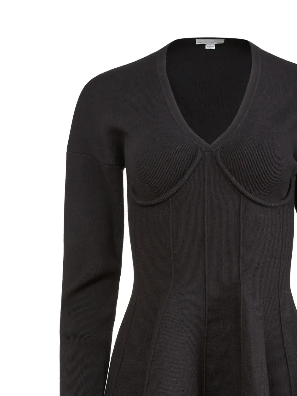 Fleur Du Mal flared corset V-neck mini dress - Zwart