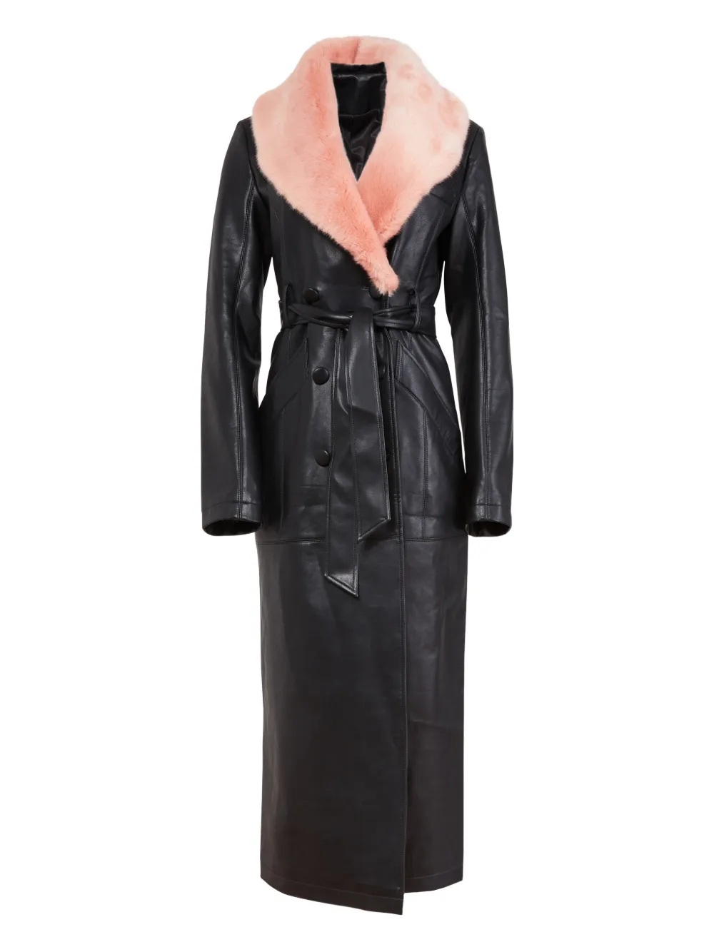 Fleur Du Mal textured-collar belted coat - Schwarz