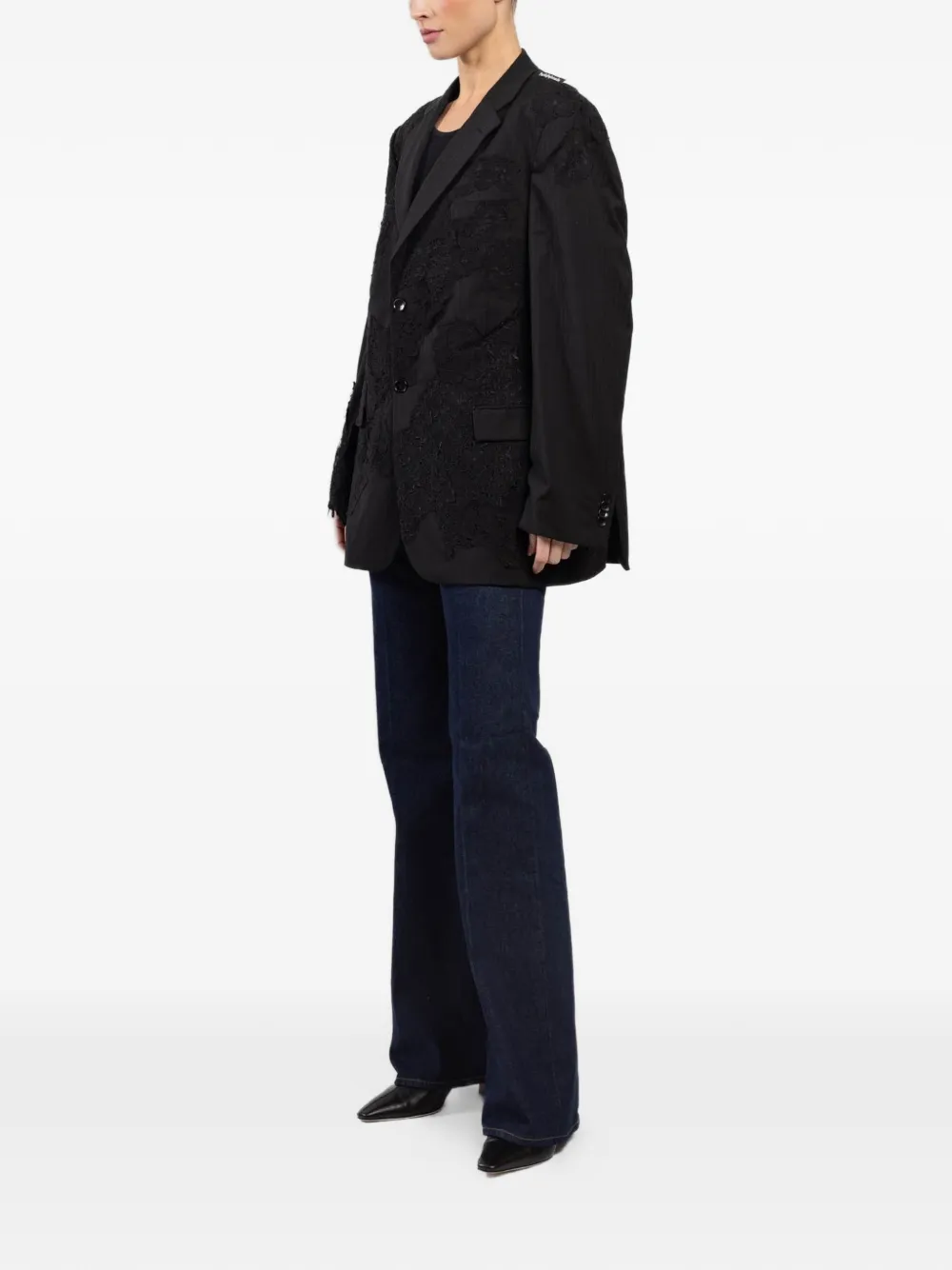  1/off Lace Single-breasted Blazer - Black 