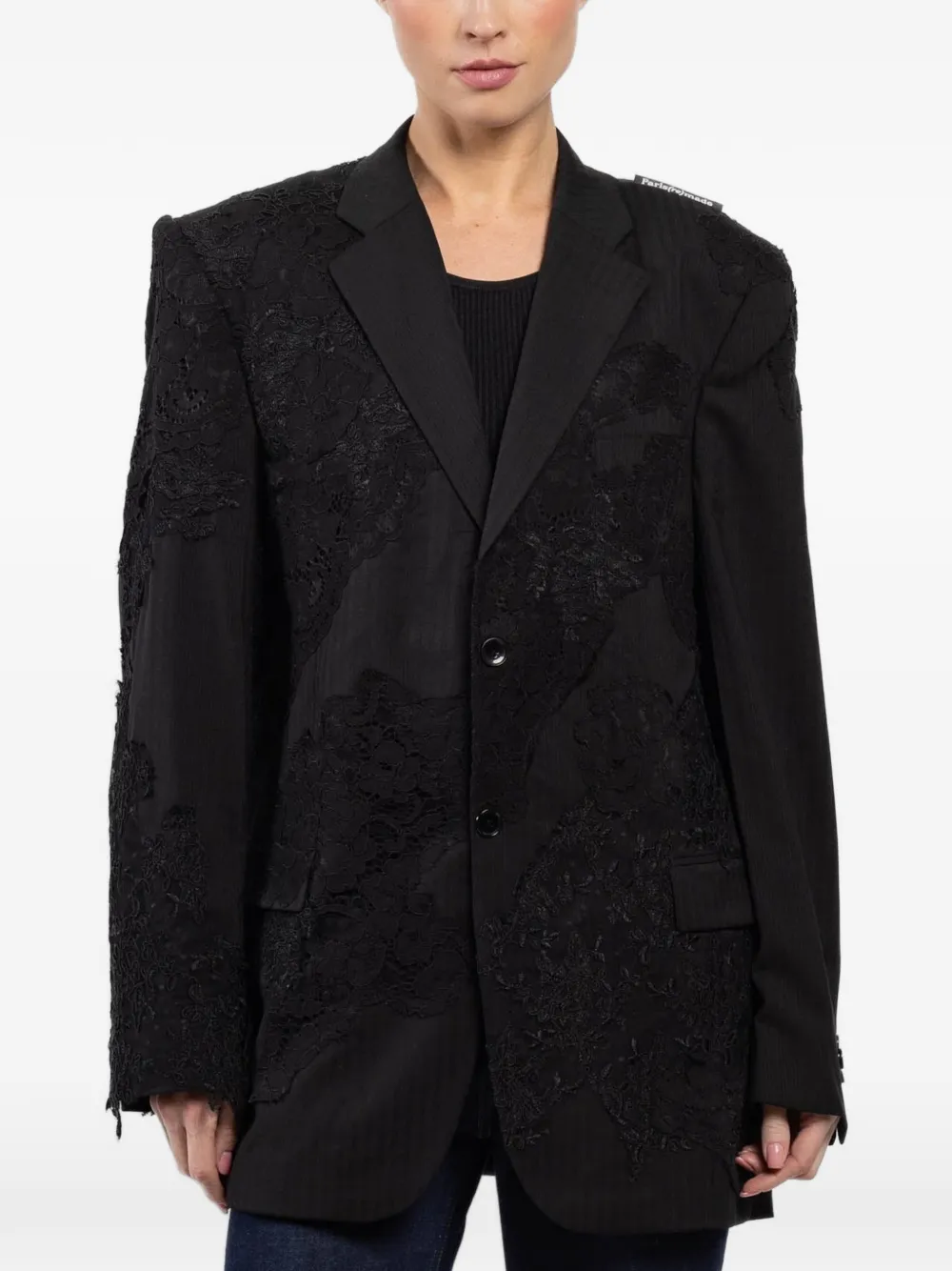 1/OFF lace single-breasted blazer - Nero