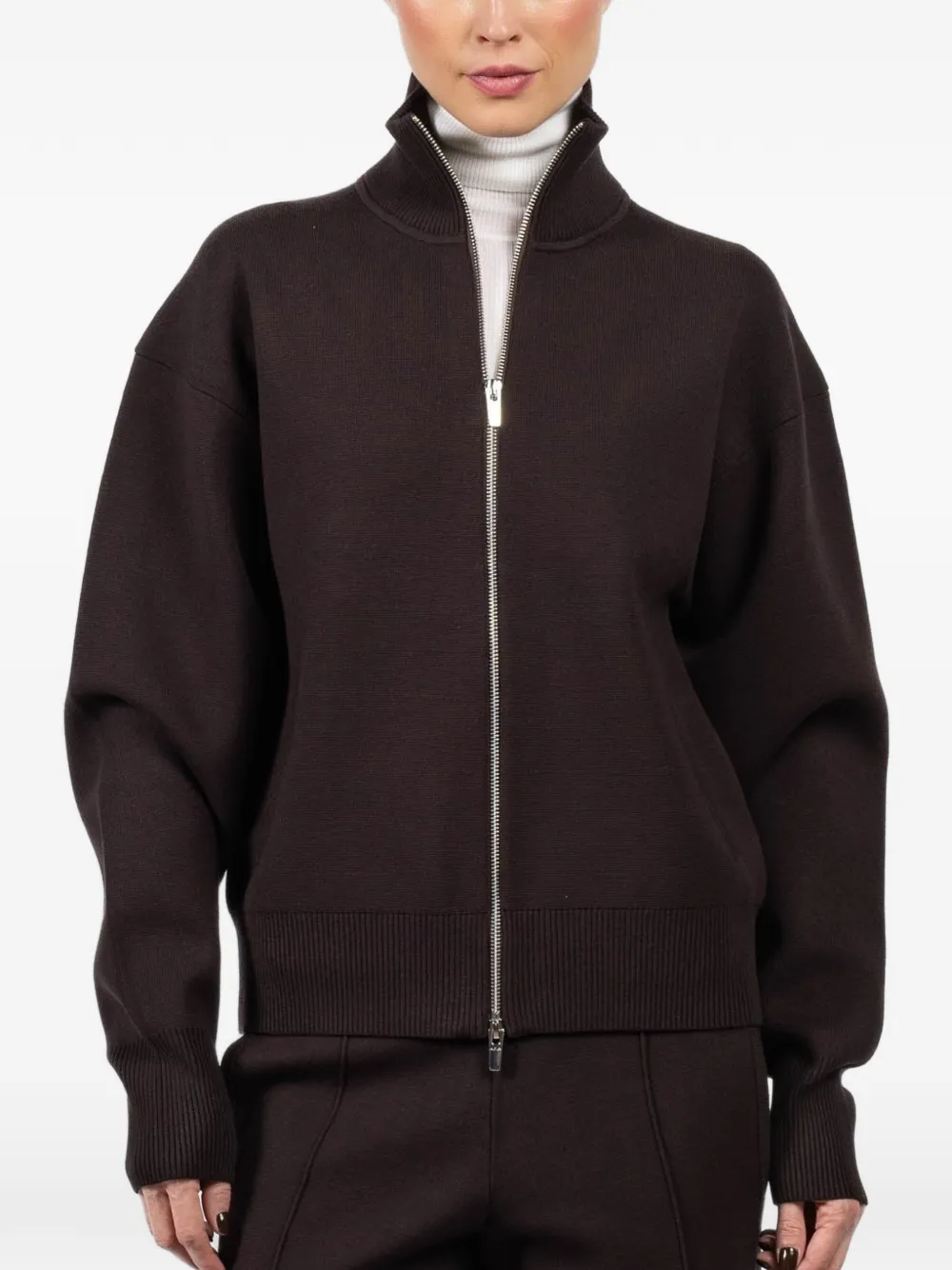 A.L.C. zipped high-neck cardigan - Marrone