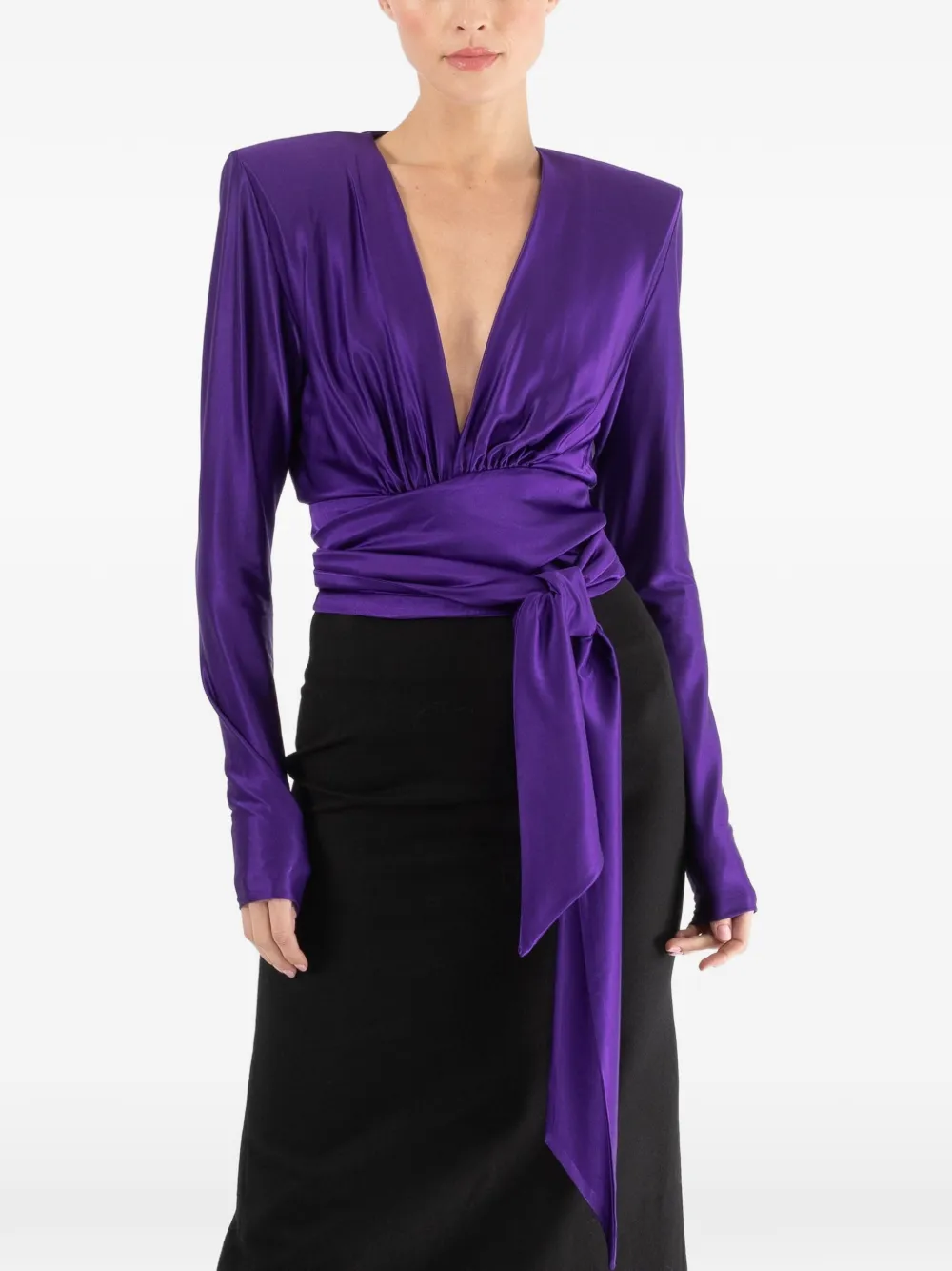 Alexandre Vauthier V-neck tie top - Purple