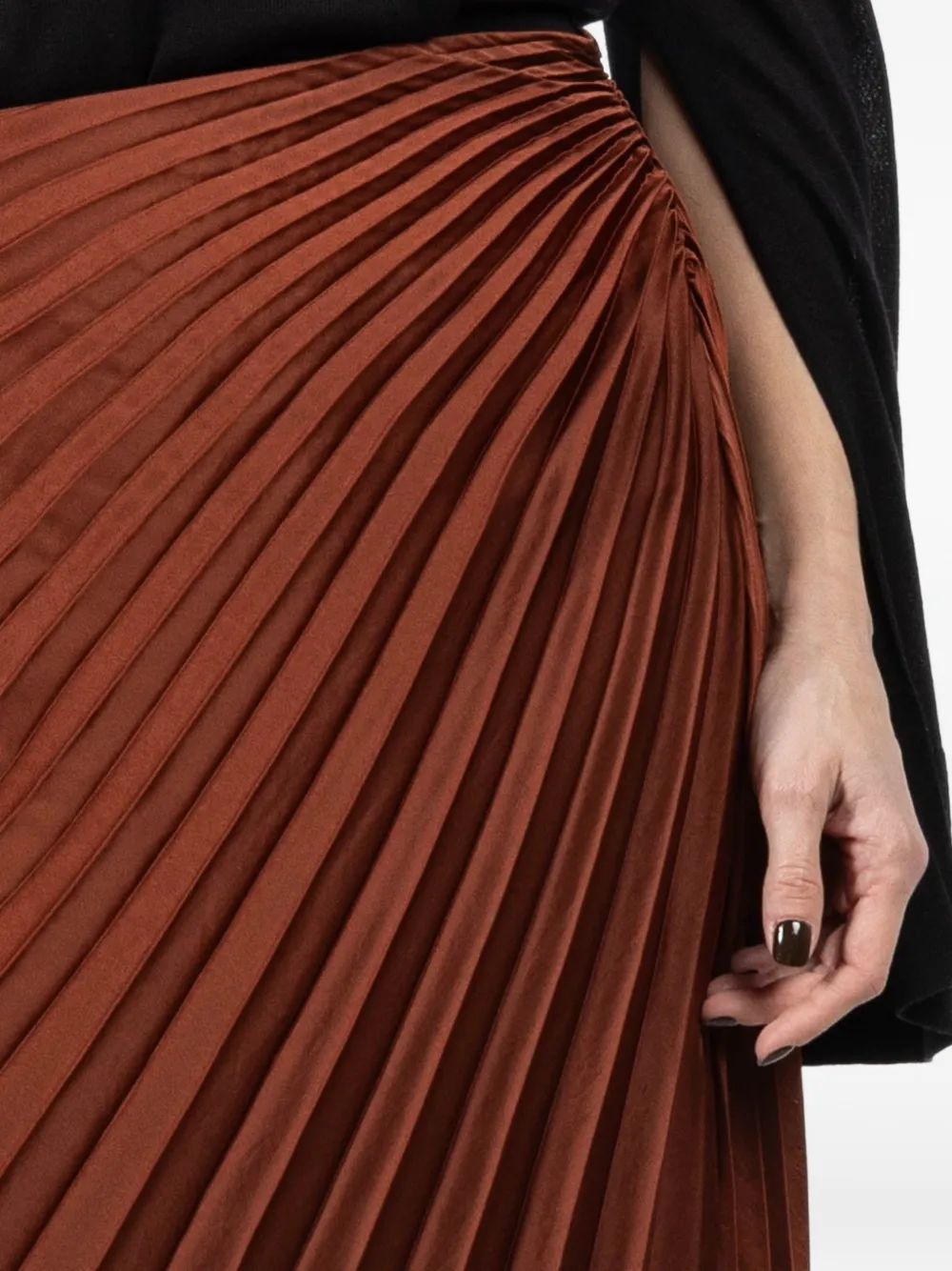 A.L.C. Pleated Maxi Straight Skirt in Brown, view 5