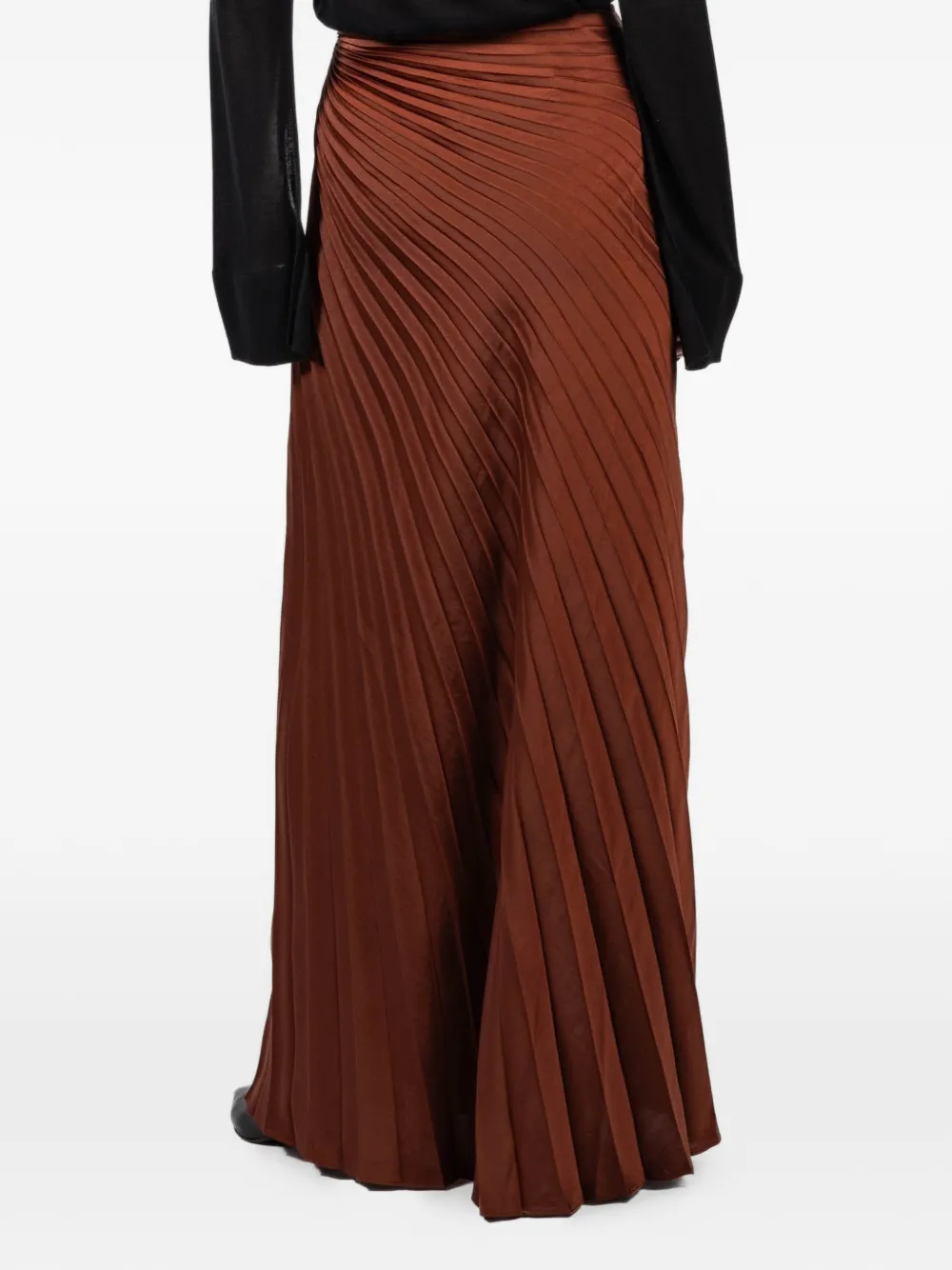 A.L.C. Pleated Maxi Straight Skirt in Brown, view 4