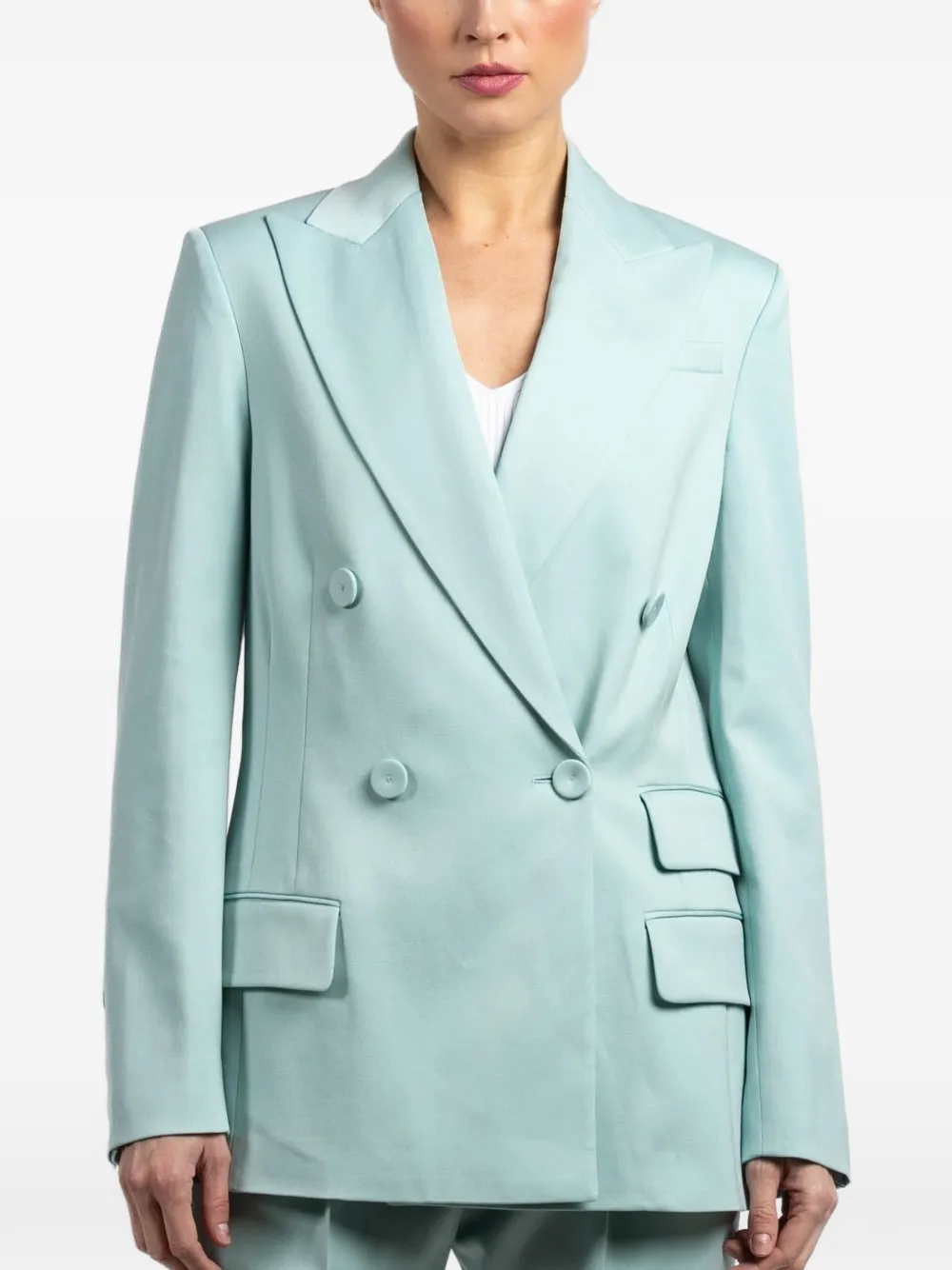 Another Tomorrow Double-breasted Blazer In Blue