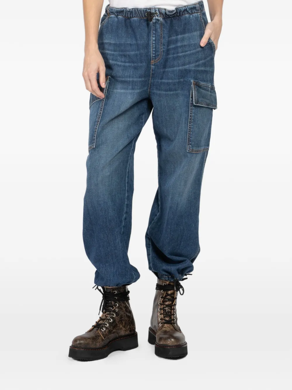 ASKK NY elasticated cargo cropped trousers - Blau