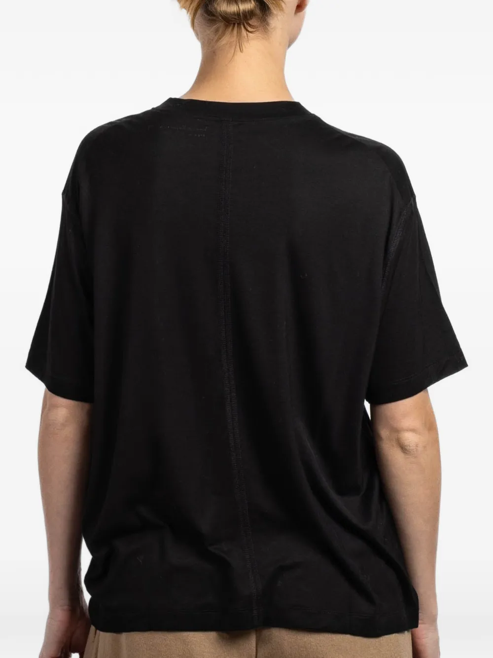 Another Tomorrow T-shirt met ronde hals Zwart