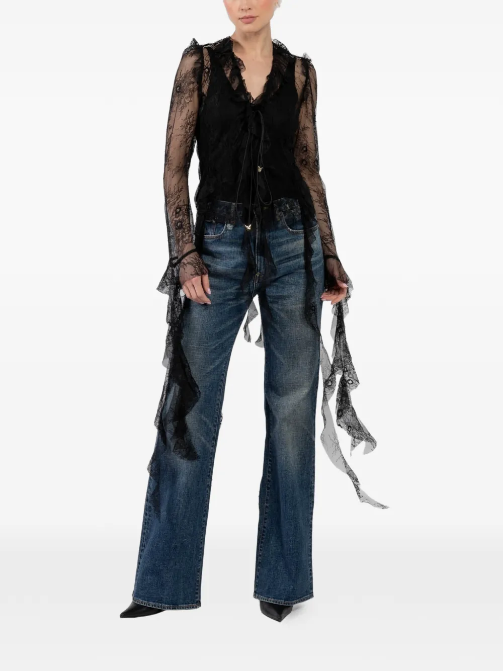 BANANHOT Alana ruffled shirt - Zwart