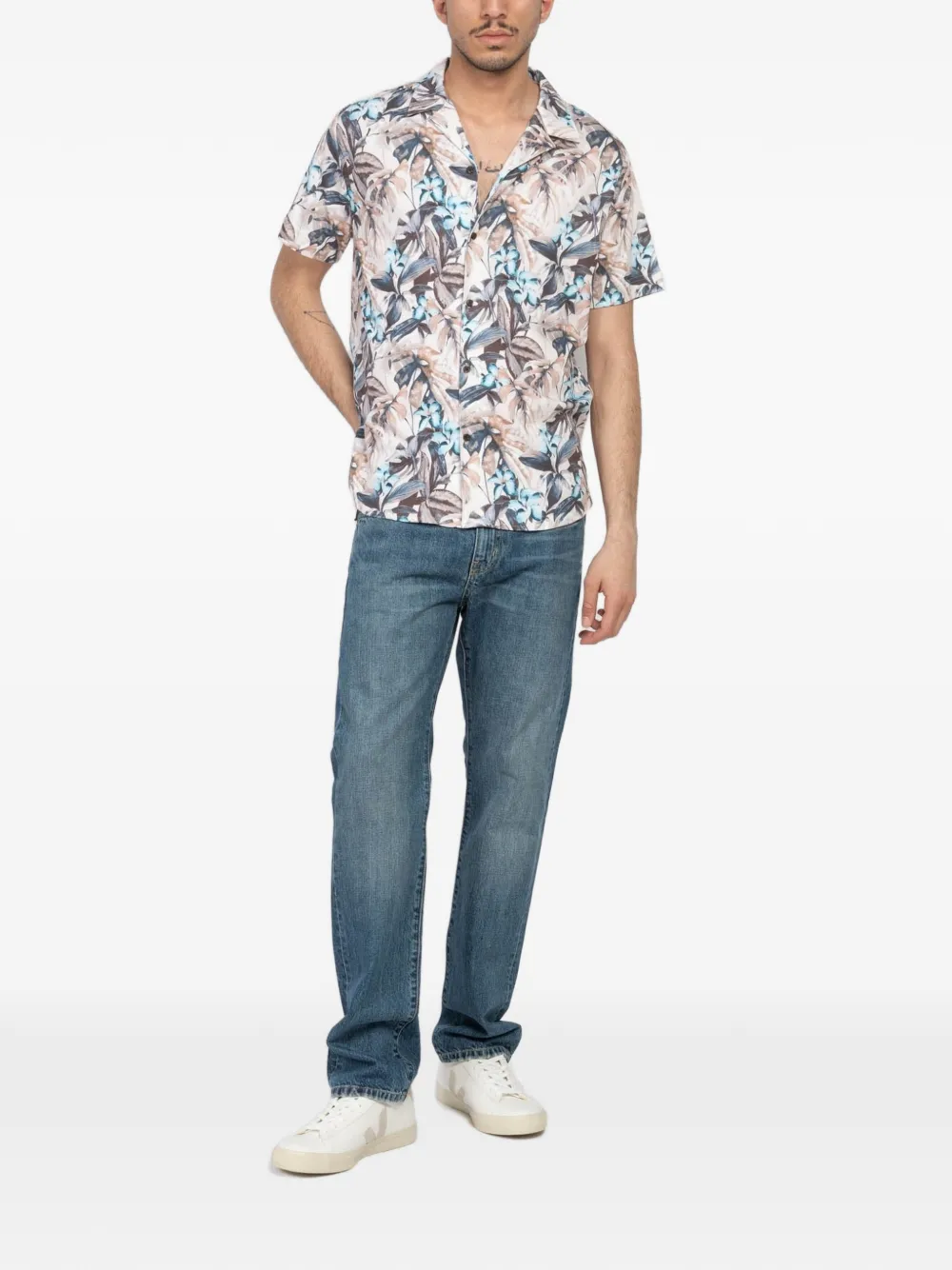 DESOTO print camp shirt - Beige