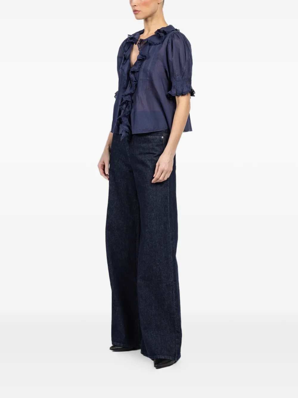  Dôen Henri Ruffled Top - Blue 