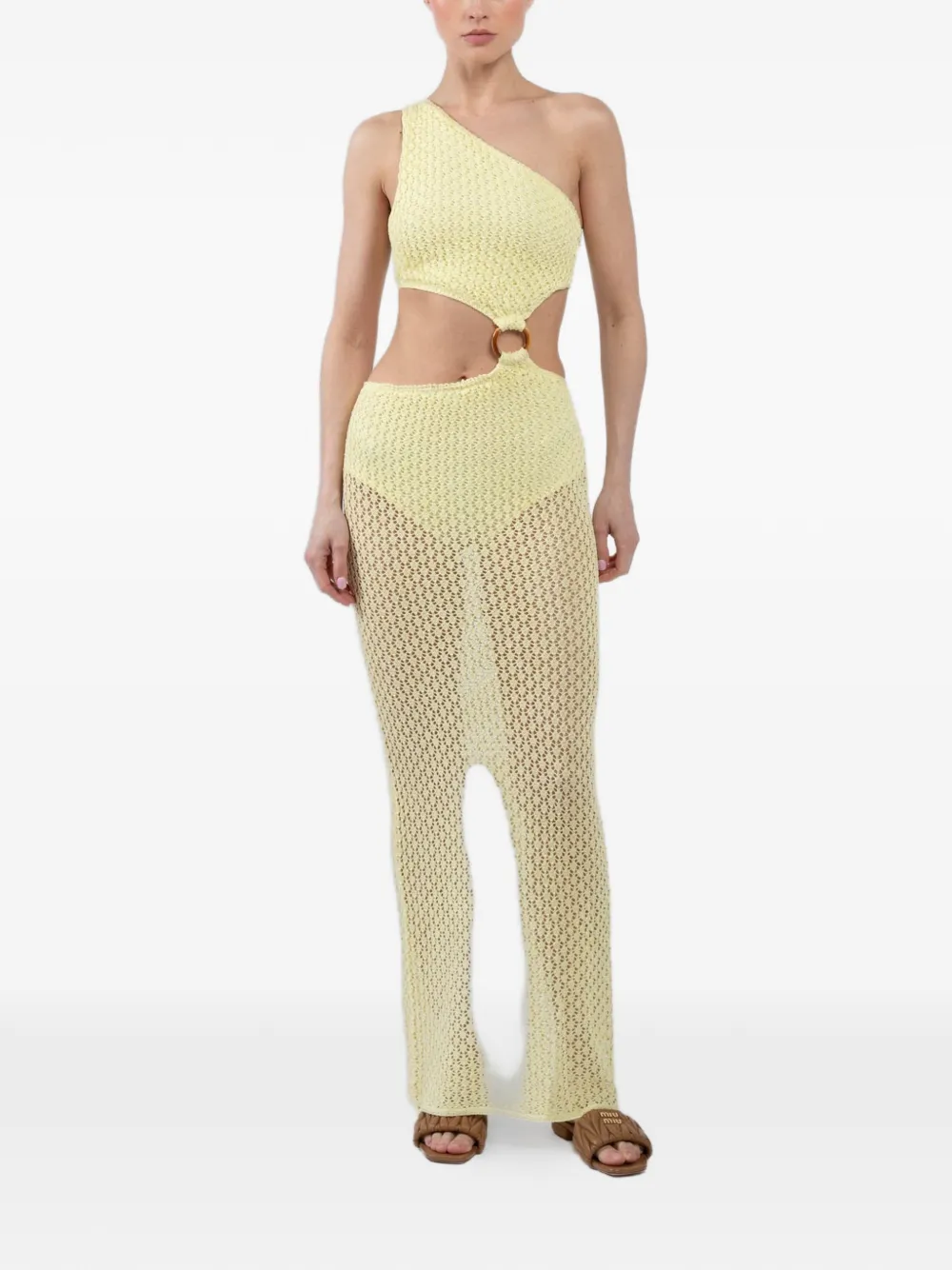 BANANHOT one-shoulder ring-detail midi dress - Gelb