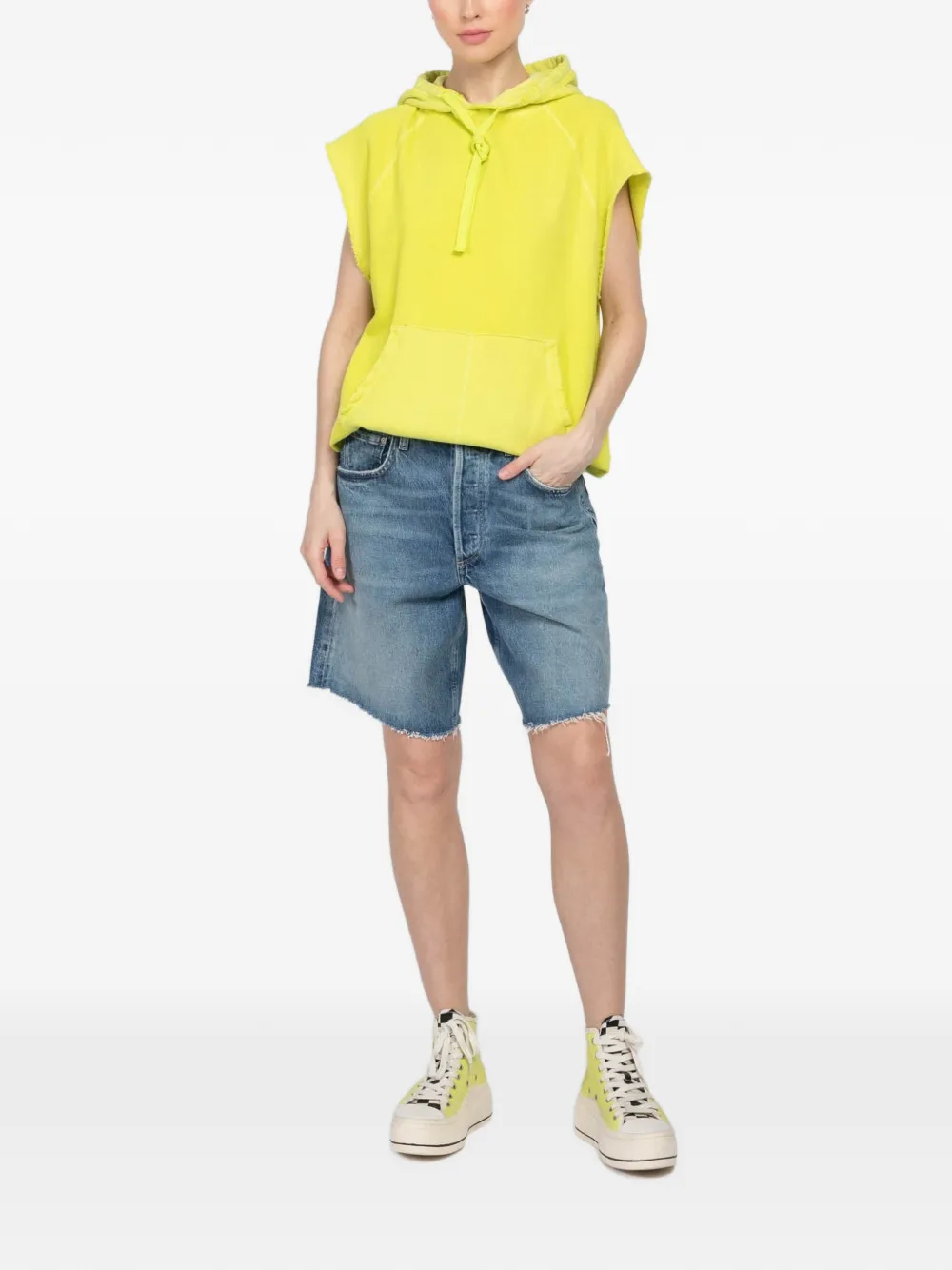 FreeCity hooded sleeveless hoodie - Geel