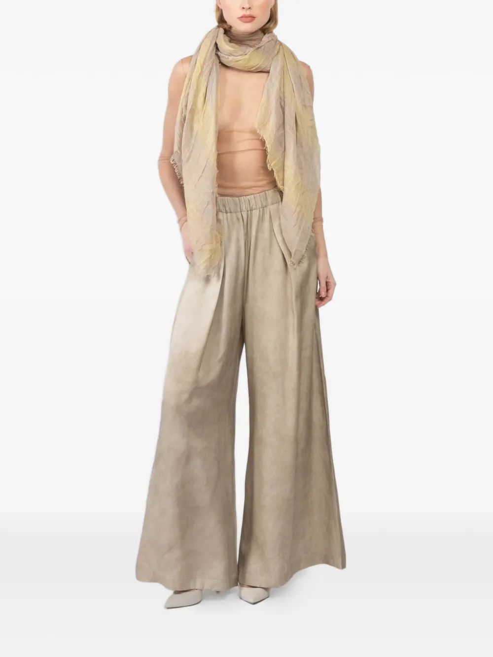 Cortana Cisne tulle long-sleeved sweater - Beige