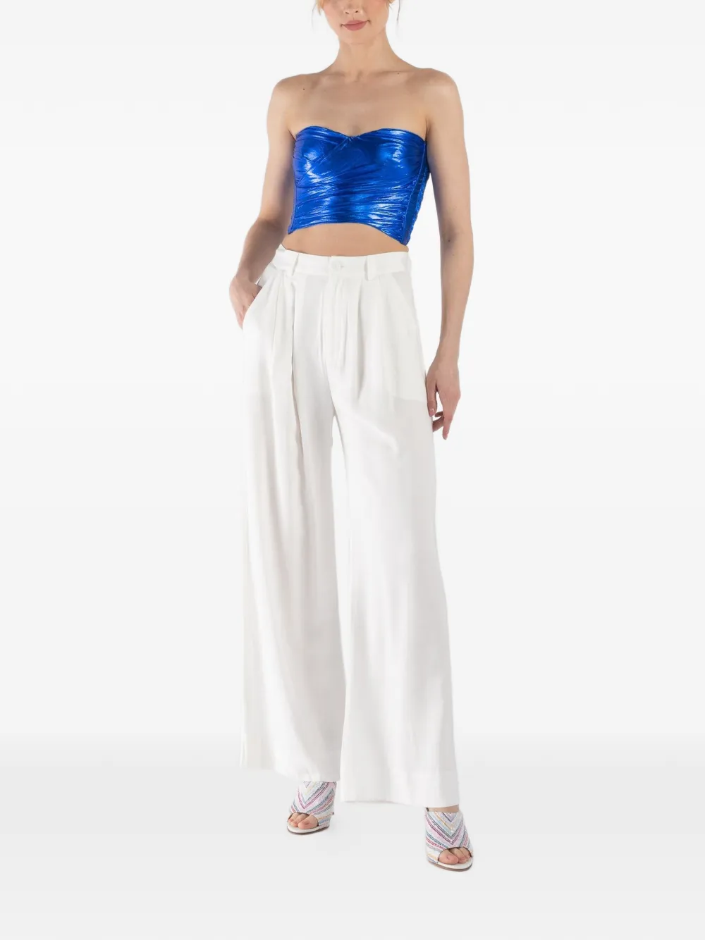 Forte Forte gathered strapless blouse - Blauw