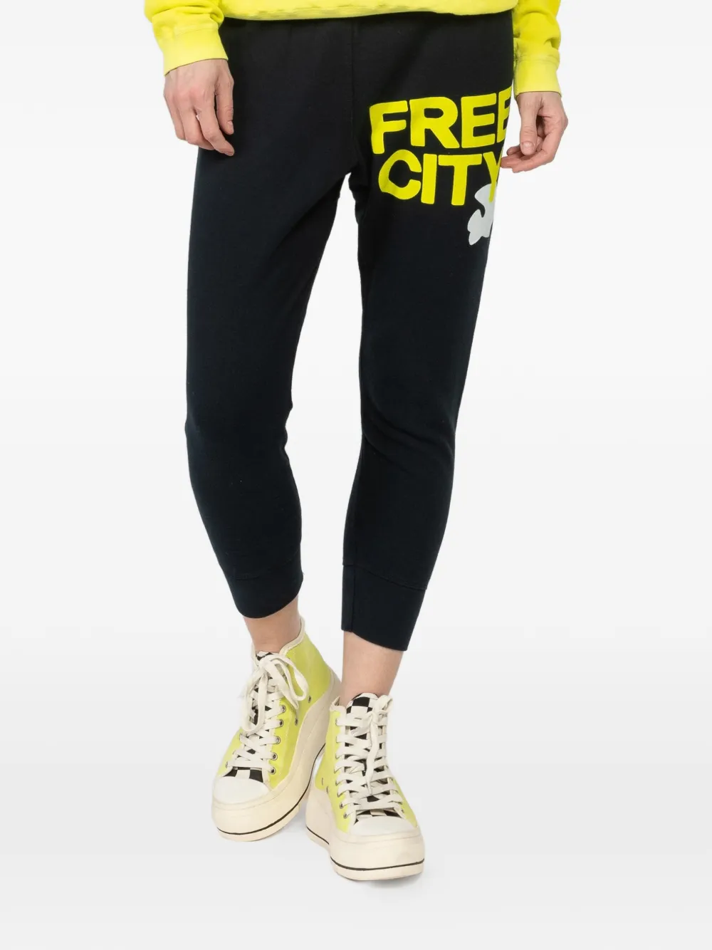 FreeCity drawstring printed track pants - Nero