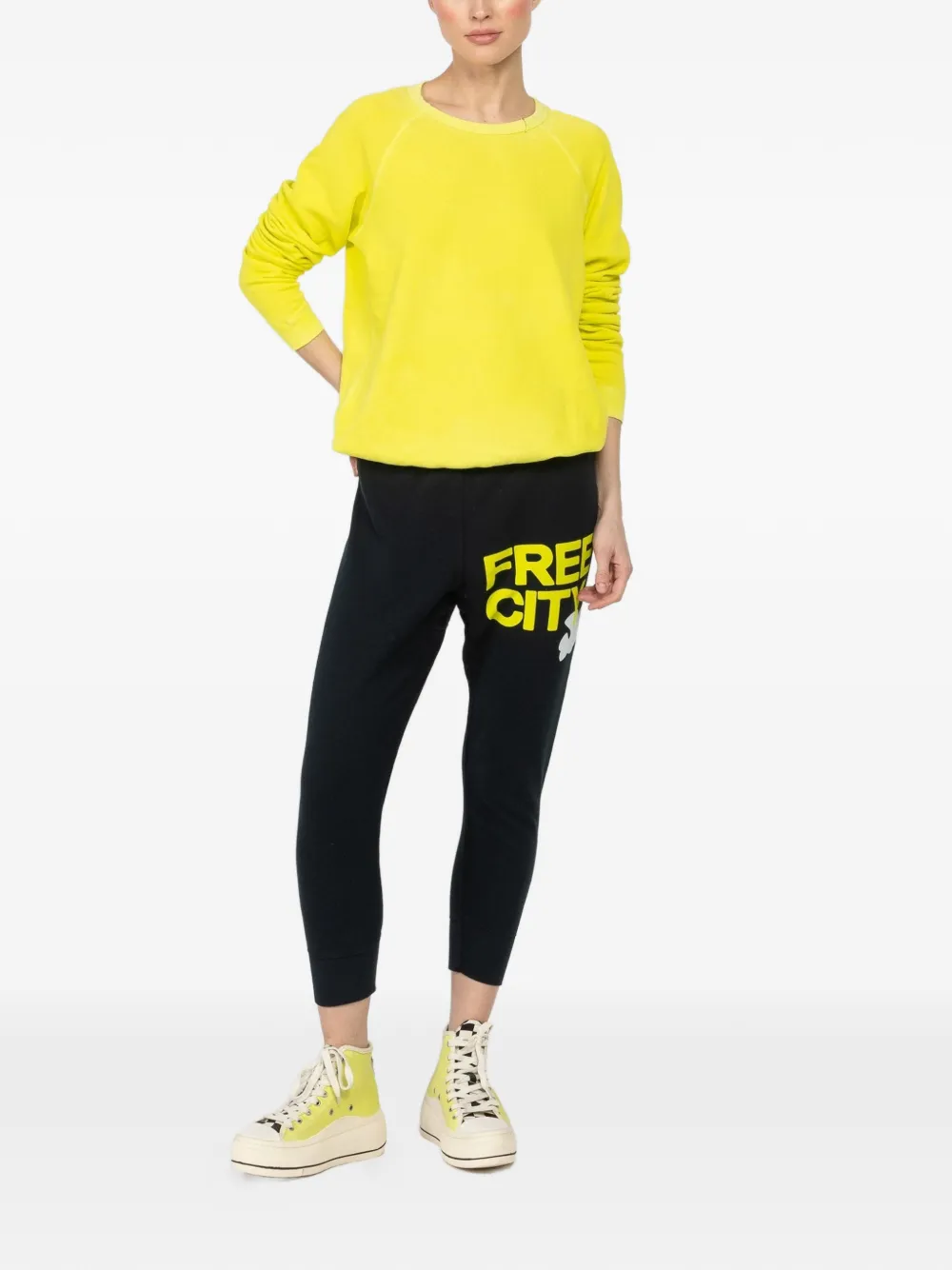 FreeCity drawstring printed track pants - Zwart