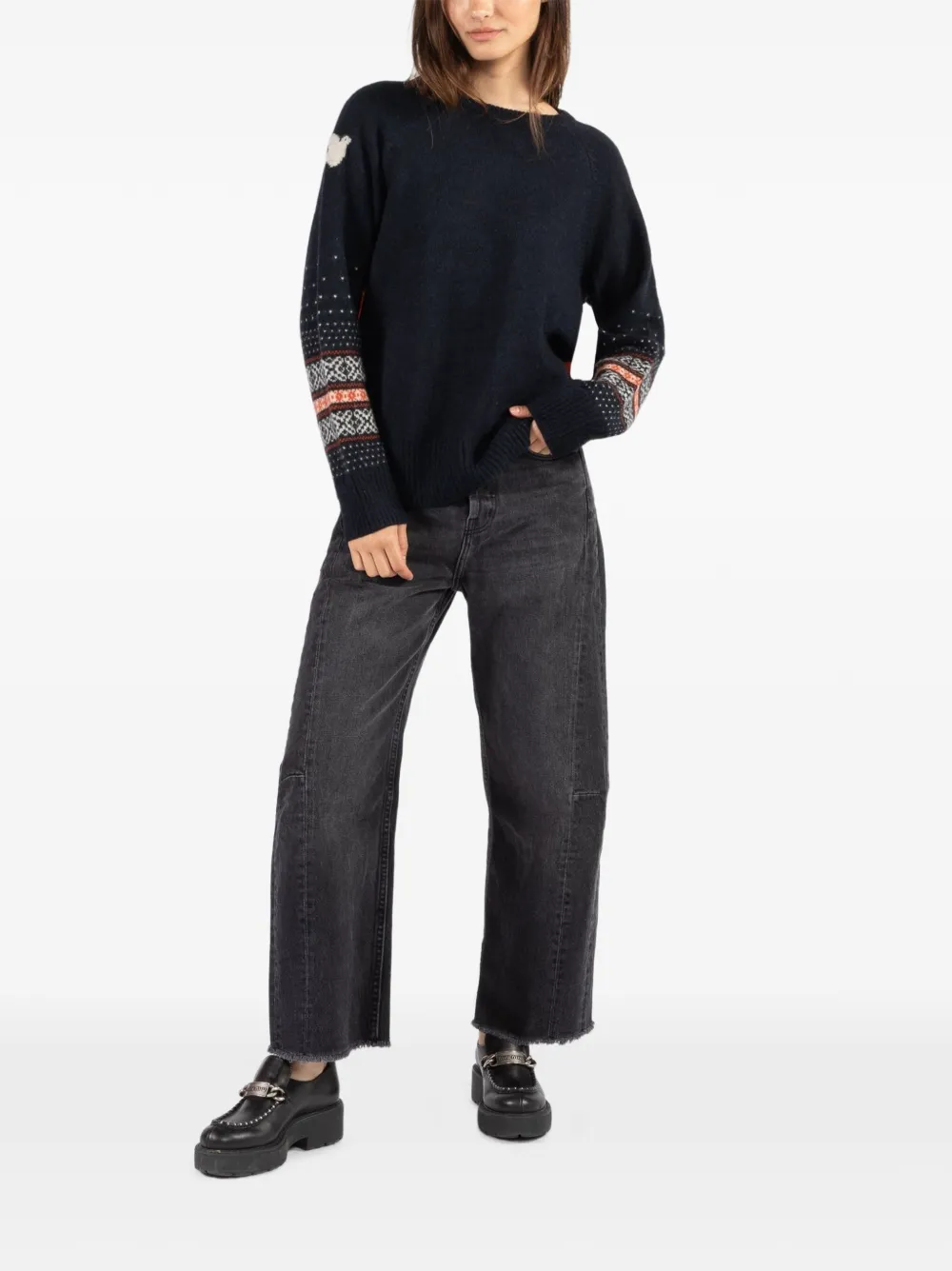  Freecity Fair-isle Crew-neck Sweater - Blue 