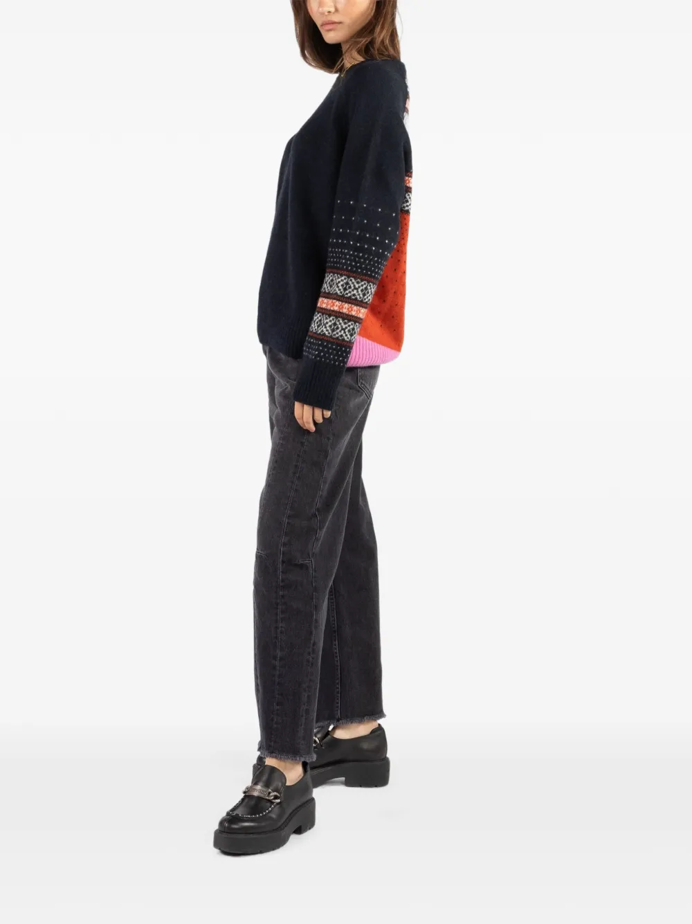  Freecity Fair-isle Crew-neck Sweater - Blue 
