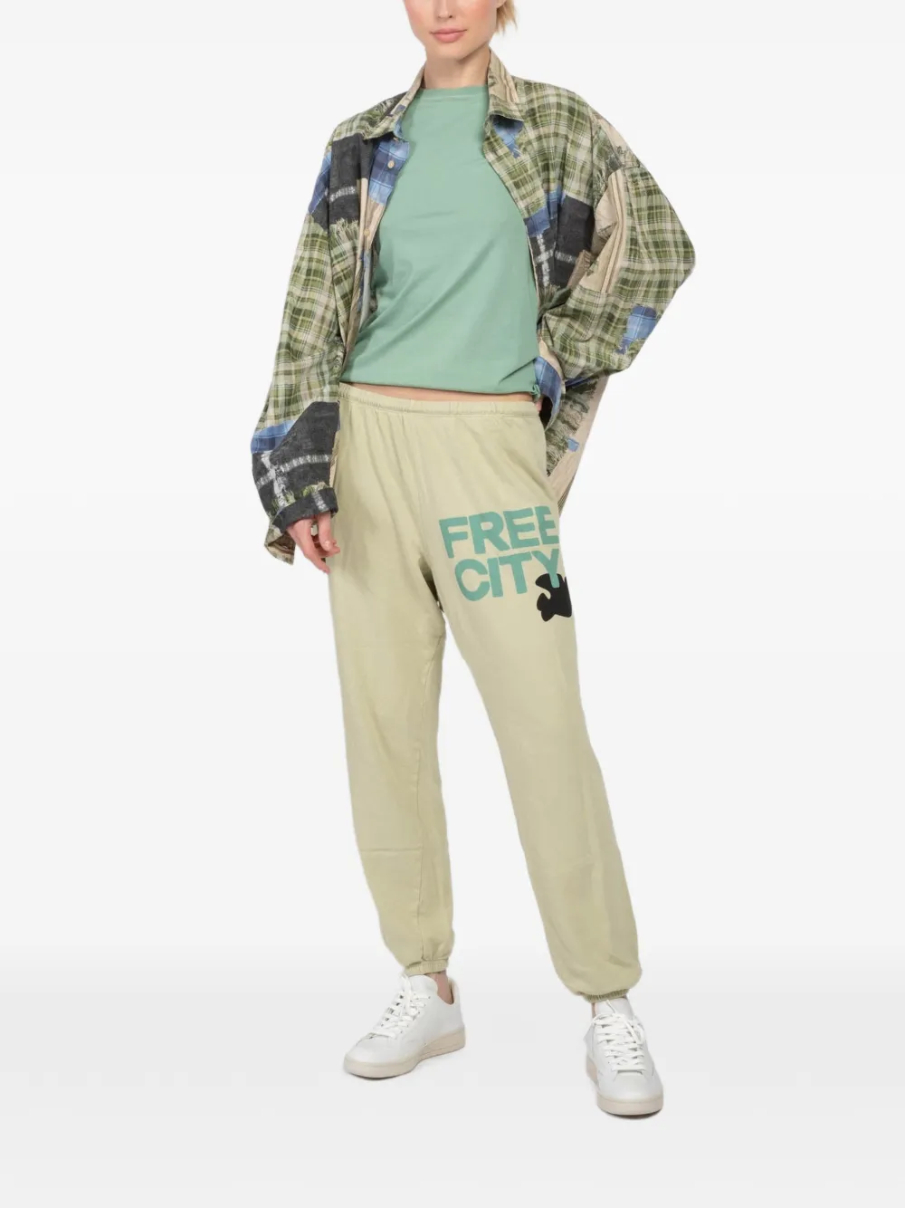 FreeCity large graphic track pants - Beige