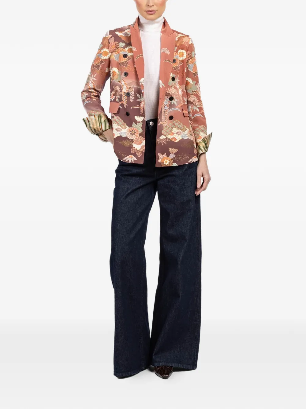  Ibrigu Floral-print Double-breasted Blazer - Pink 