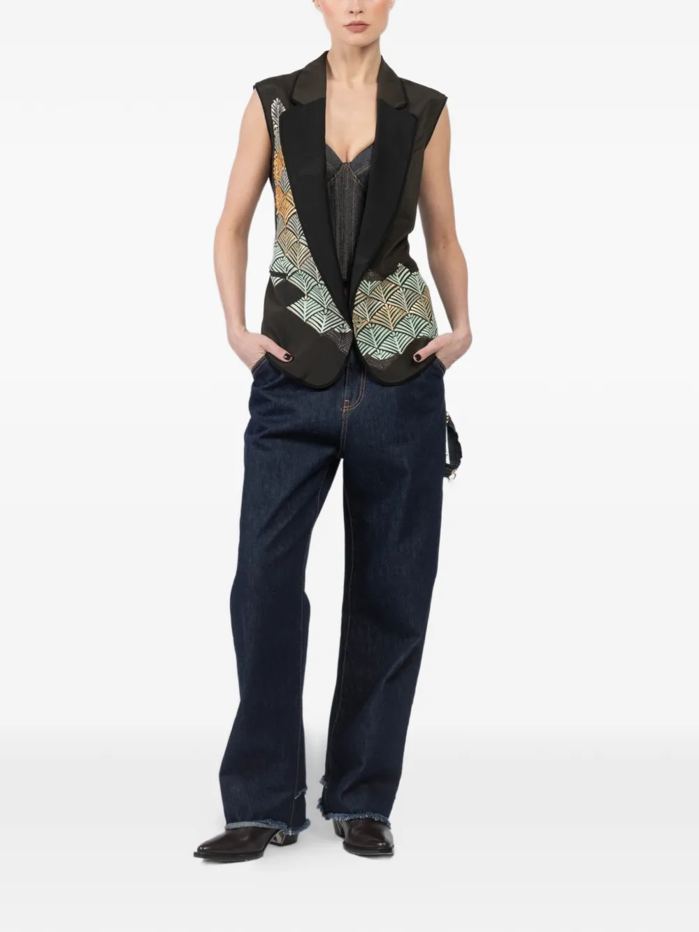 Floral-Print Vest