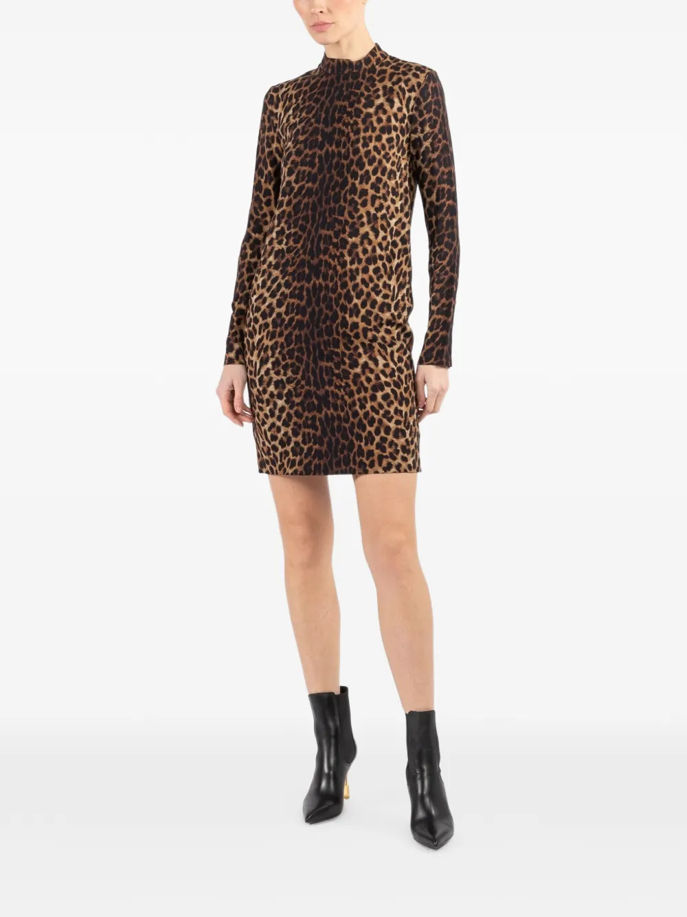 Michael Kors Collection mock-neck cheetah-print mini dress - Bruin