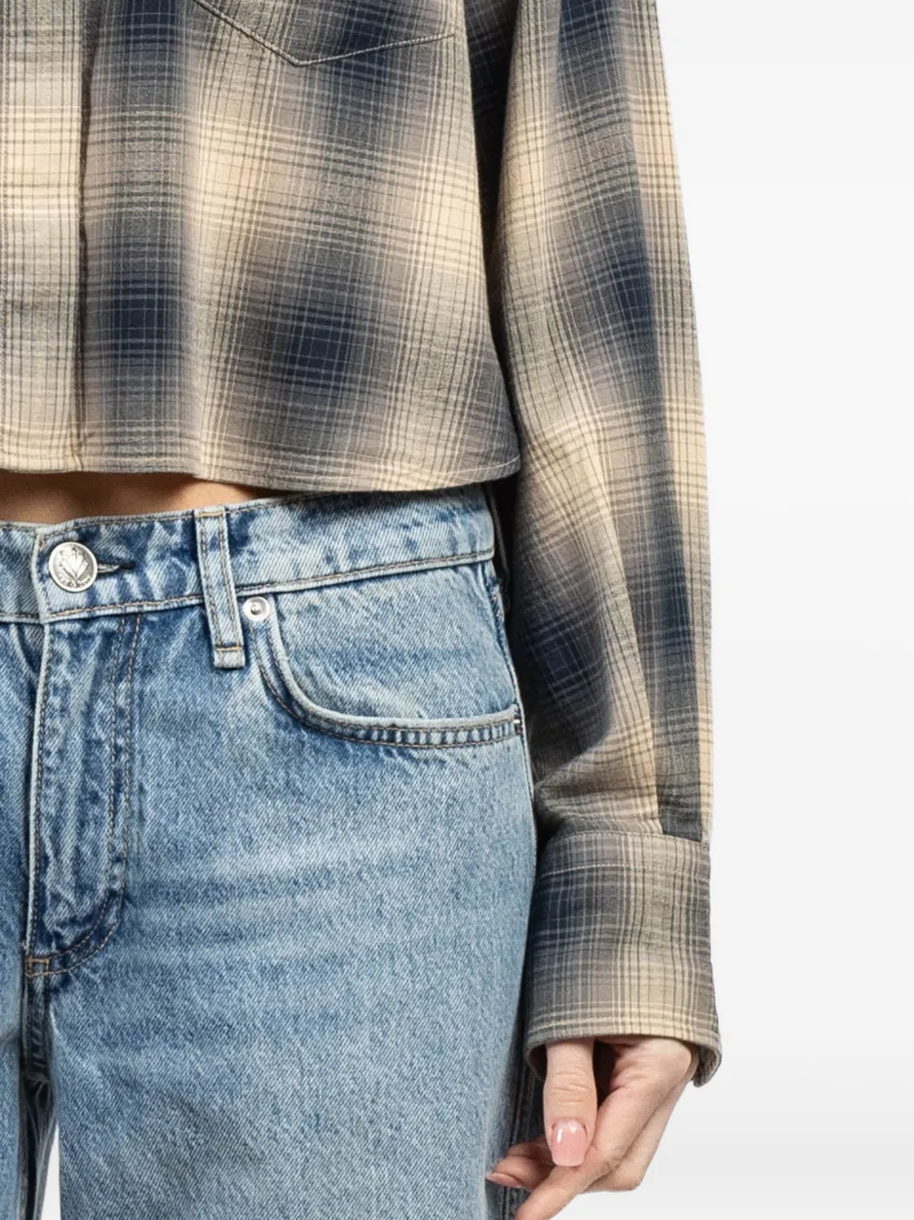 rag & bone Geruite cropped blouse Beige